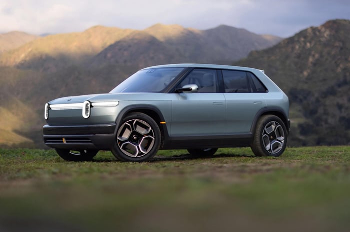 silver future Rivian R3 SUV.