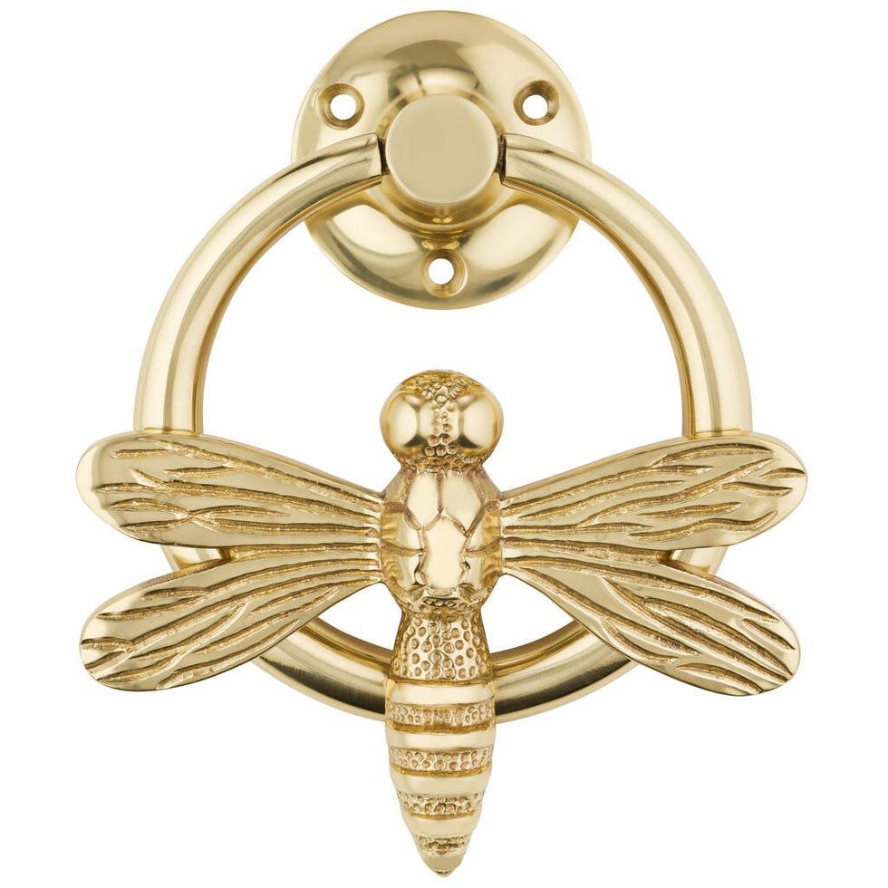 Brass Dragonfly Door Knocker With Ring Brass Finish