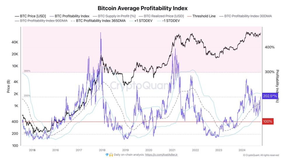 Bitcoin Average profitability index at 202% 