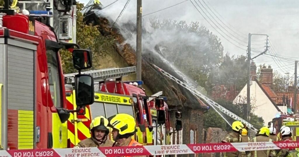 11 fire engines at Rickinghall thatched property blaze